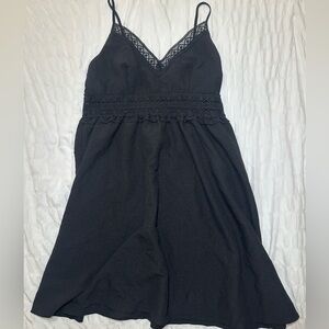 Black Lace Trim Dress